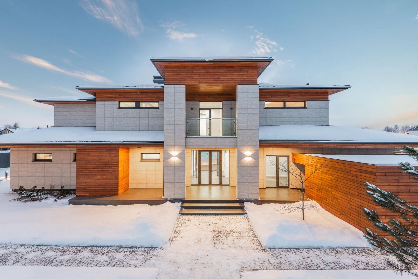 Modern home in winter